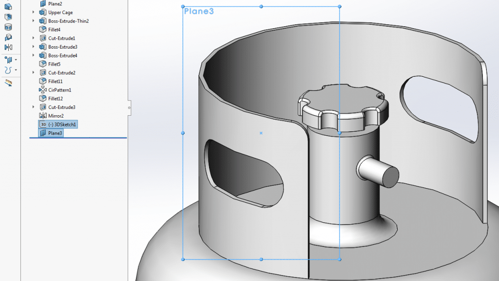 Using SOLIDWORKS to create a parallel plane using the displayed orientation