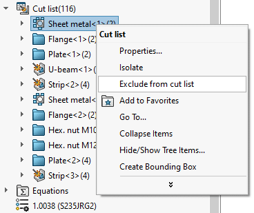 balloon zero exclude from cut list