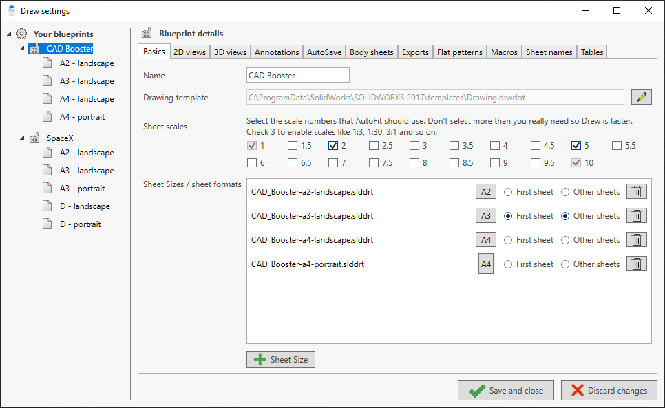 Drew settings Blueprint details