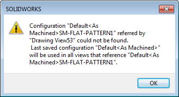 solidworks configuration could not be found flat pattern