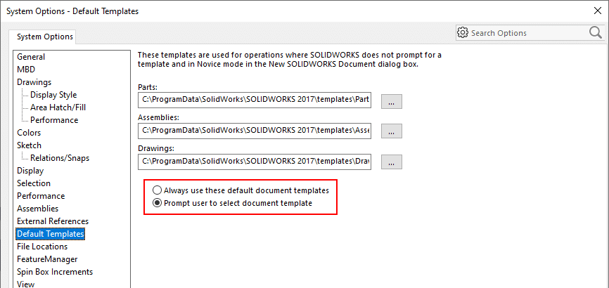 Always use default templates - prompt user select template
