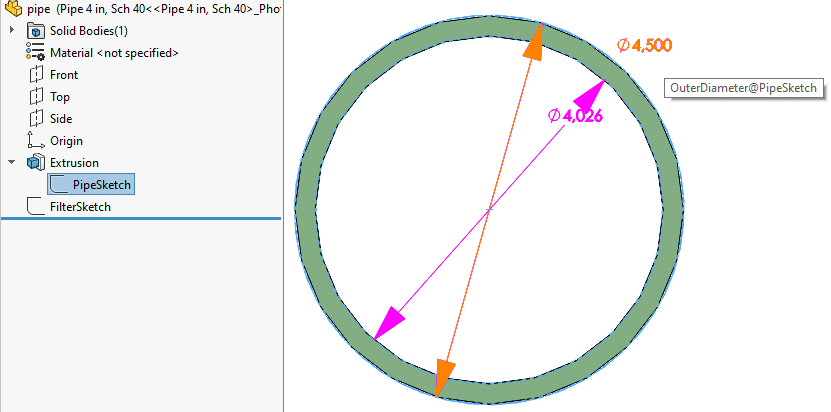 routing pipe model filtersketch