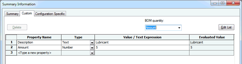 bom quantity solidworks