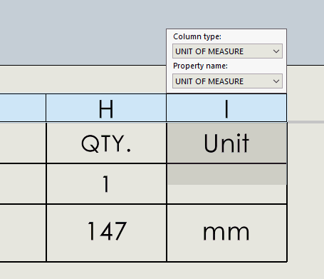 weldment quantity length UnitOfMeasure