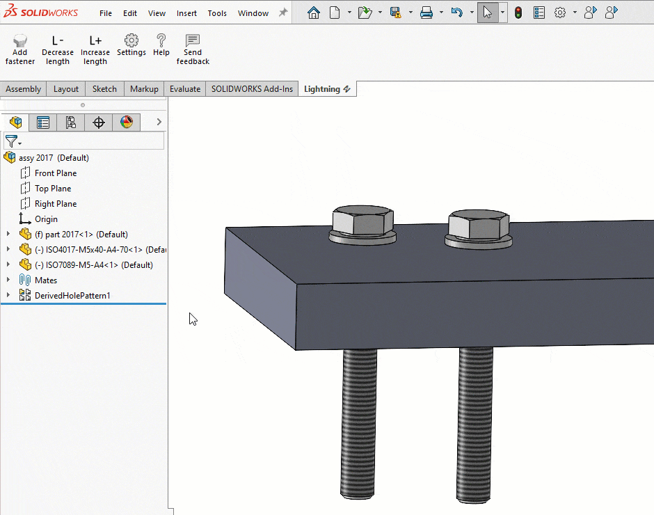 solidworks fastener change length or diameter