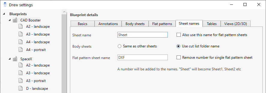 cut list folder name as sheet name