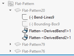 flat pattern folder - bounding box - bend lines