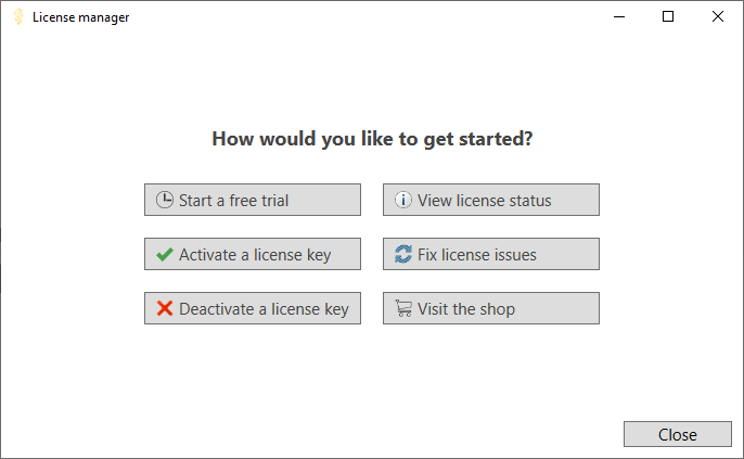 Lightning license window