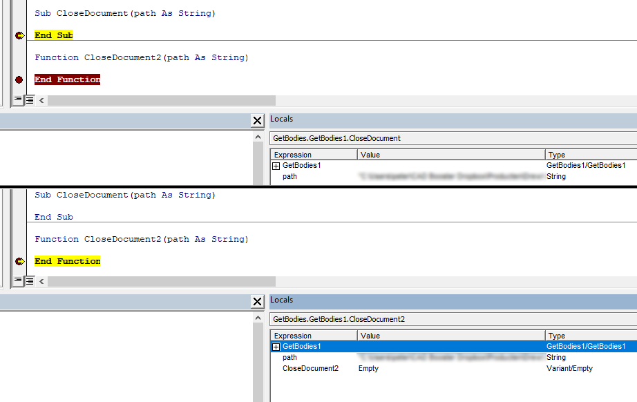 return values of a sub and a function in VBA