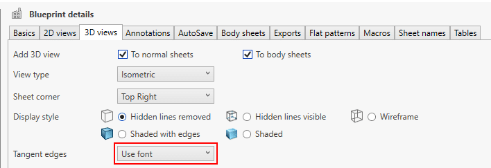 Drew tangent edges - visible - use font