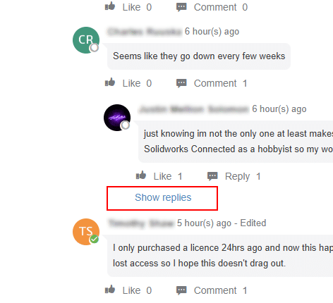 hidden replies in the forum