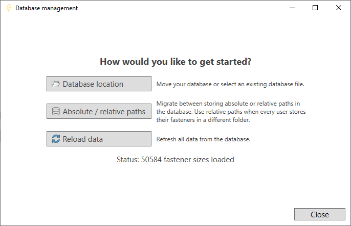 Lightning database management window